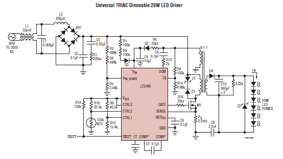 LT3799 – creeaţi un driver LED  izolat cu un PFC activ 